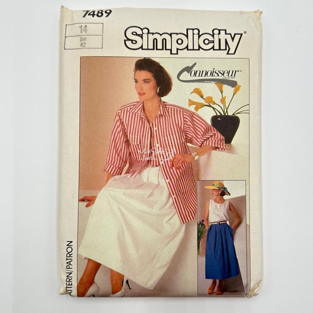 Simplicity 7489 Connoisseur Sewing Pattern Misses Shirt Jacket & Skirt Sizes 14